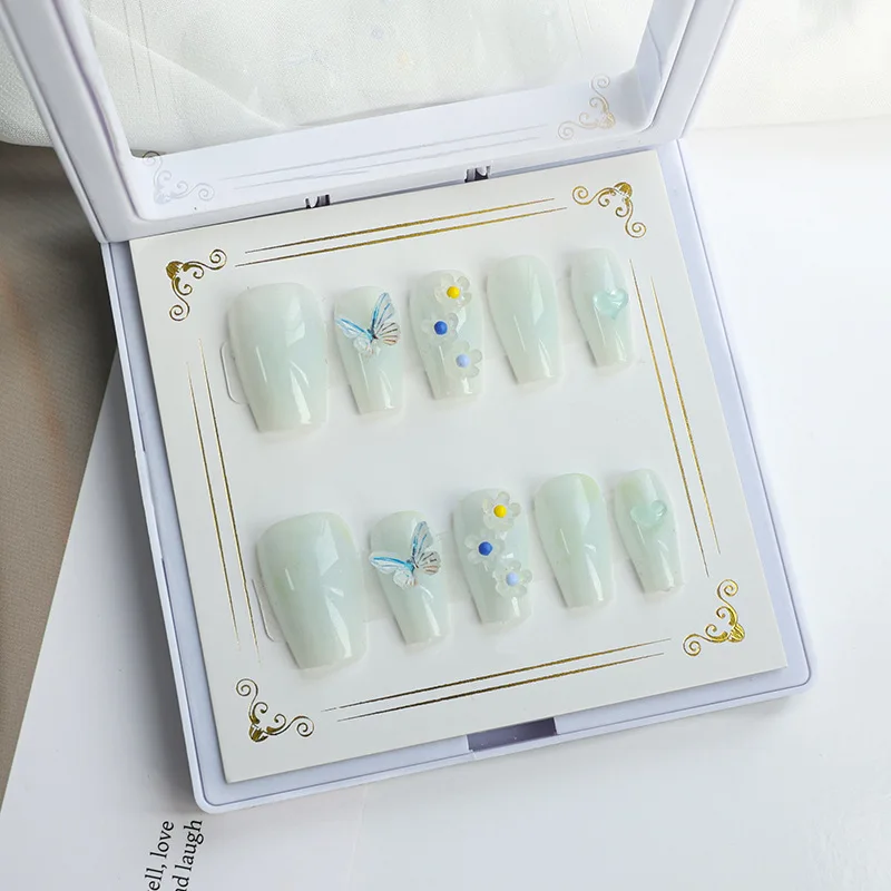 Wholesale Short Coffin False Nail French Tip Finished False Nails Reusable Handmade Press On Nails