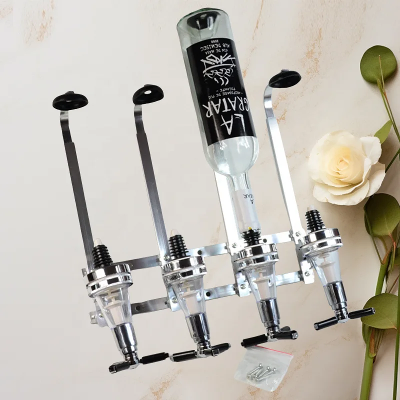 Classic aluminium alloy Liquor Dispenser Wine Beer Bottle 4 Head Wall Mounted Stand Drinks Dispenser 4/6 Bottle Liquor Dispenser