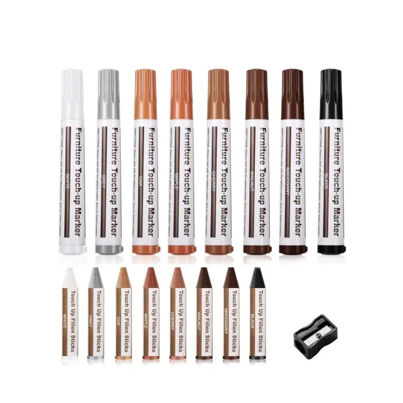 Furniture Repair Kit, Furniture Repair Markers and Wax Sticks for Stains, Scratches, Wood Touch Up Marker