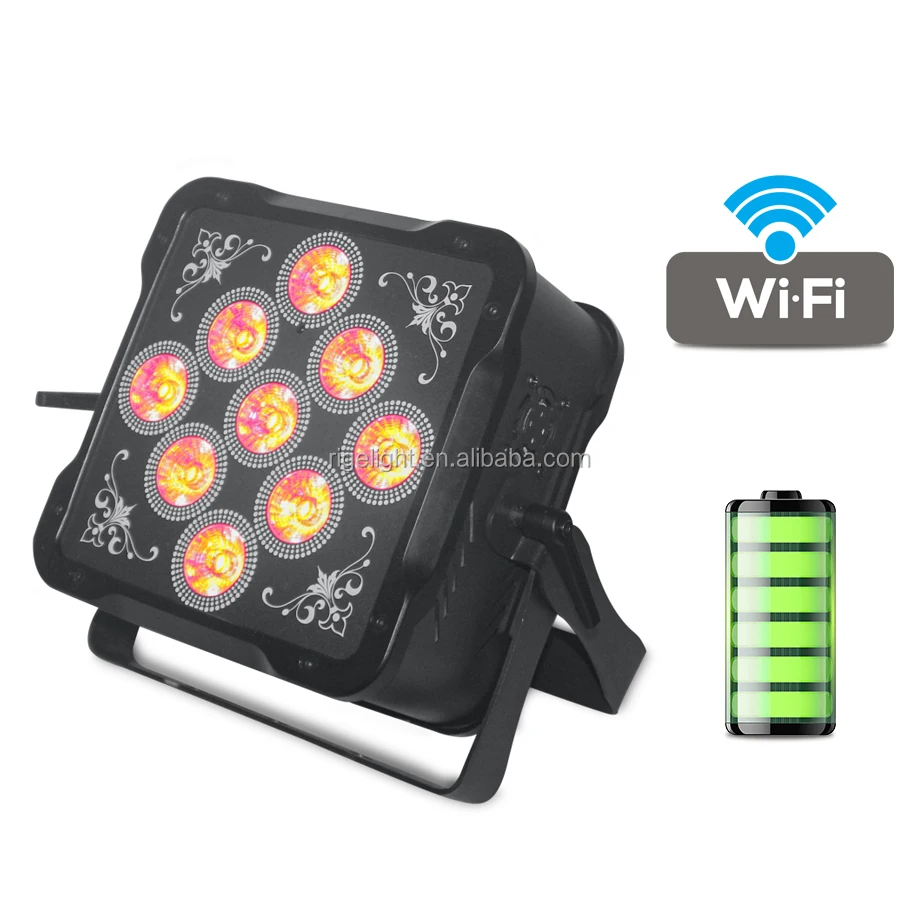 9x18 Вт led flat par RGBAW + UV 6 в 1 dmx беспроводной дистанционный Аккумулятор uplights для