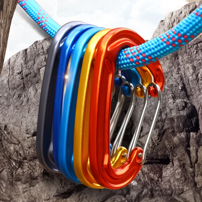 JRSGS Manufacturer CE EN12275 22KN Wire Gate Carabiner Connector Hammock Clip Aluminum Spring Snap Hook Rock Climbing S7102S