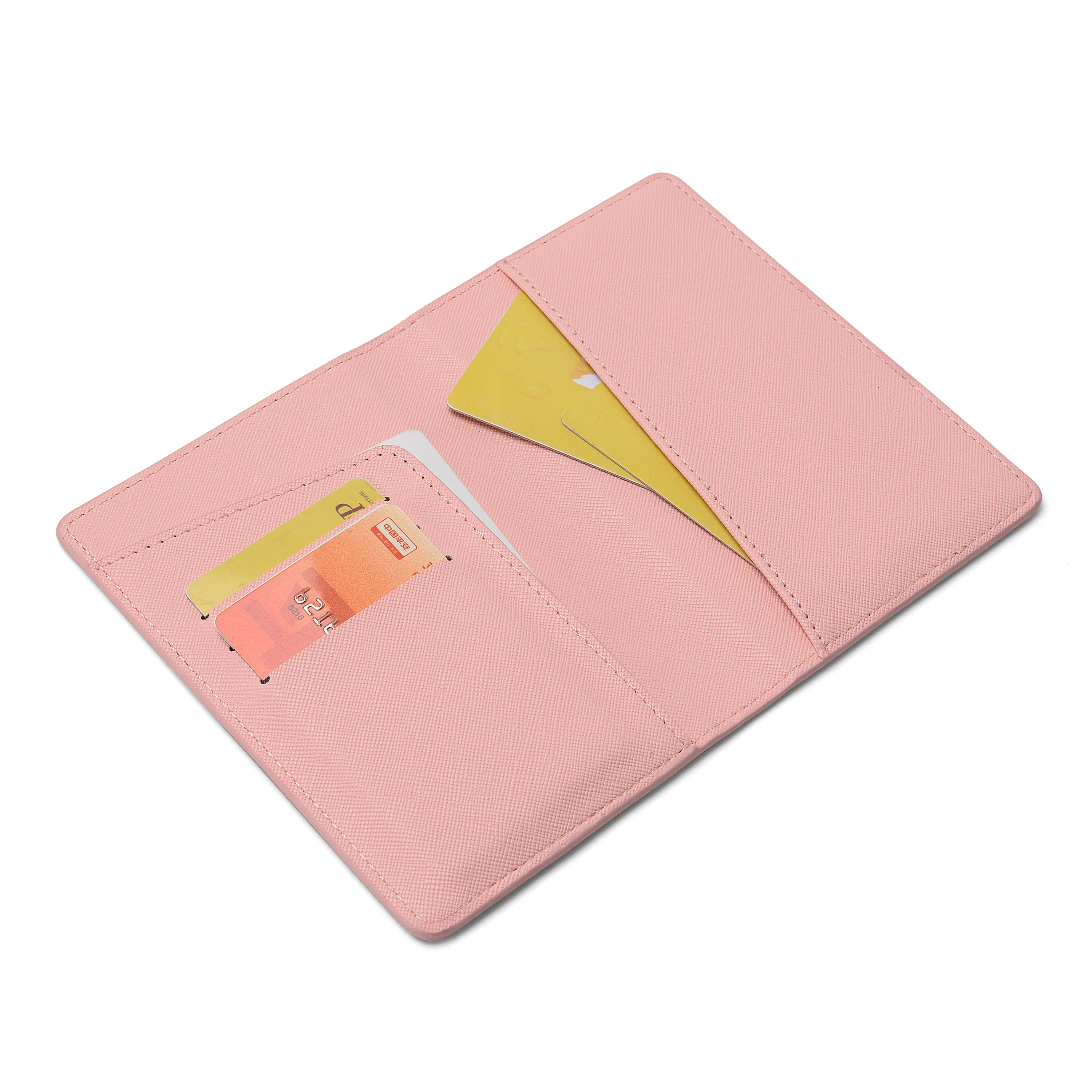 Lovely Custom Private Label Print LOGO Cream Pink Card Case Custom Size Travel Makeup Card Holder