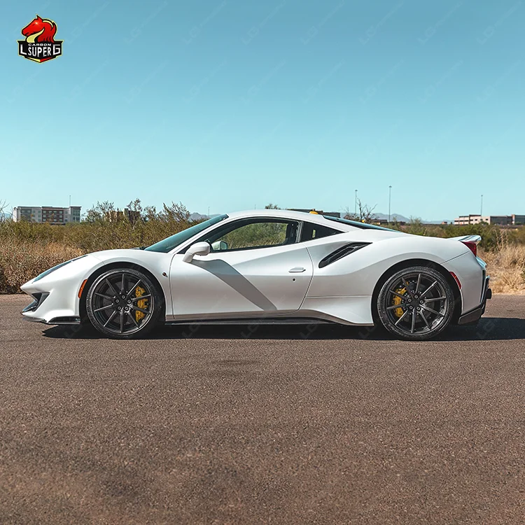 For Ferrari 488 GTB upgrade P style front rear bumper hood side skirts Body kits