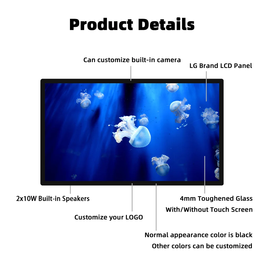 Factory Direct Multi Sizes LCD Wall Mounted With Touch Screen All in one Digital Advertising Screen With Remote Control Software
