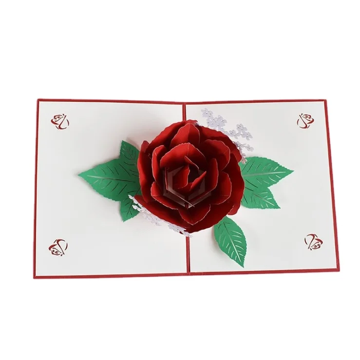 
New creative 3D greeting card Thanksgiving blessing card handmade paper carving rose flower 