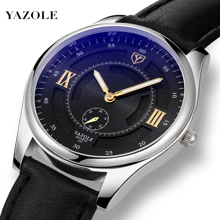 YAZOLE D 437 лидер продаж мужские кварцевые часы с голубым стеклом Роскошные наручные на заказ светящиеся водонепроницаемые