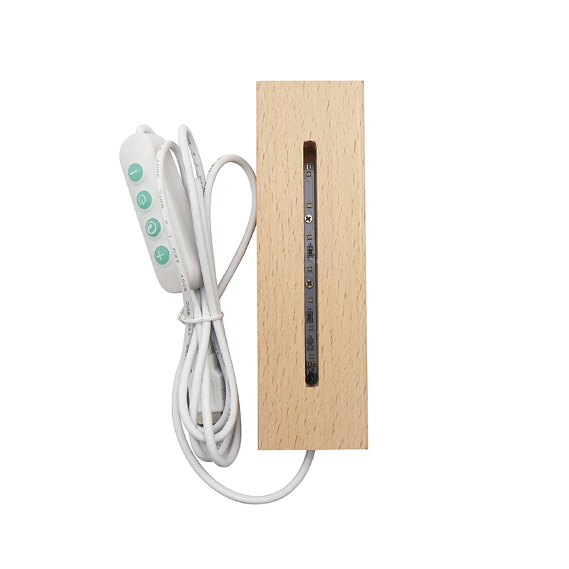 Wholesale Rectangle RGB Wood Base Dimmer Function Base LED Night Light Base for Acrylic