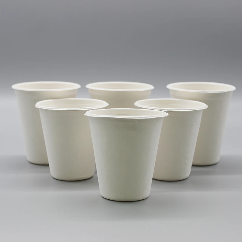 100% Bagasse Coffee Cup Lids 6oz Paper Cup Biodegradable White Disposable Bagasse Coffee Cardboard  Bagasse Cup