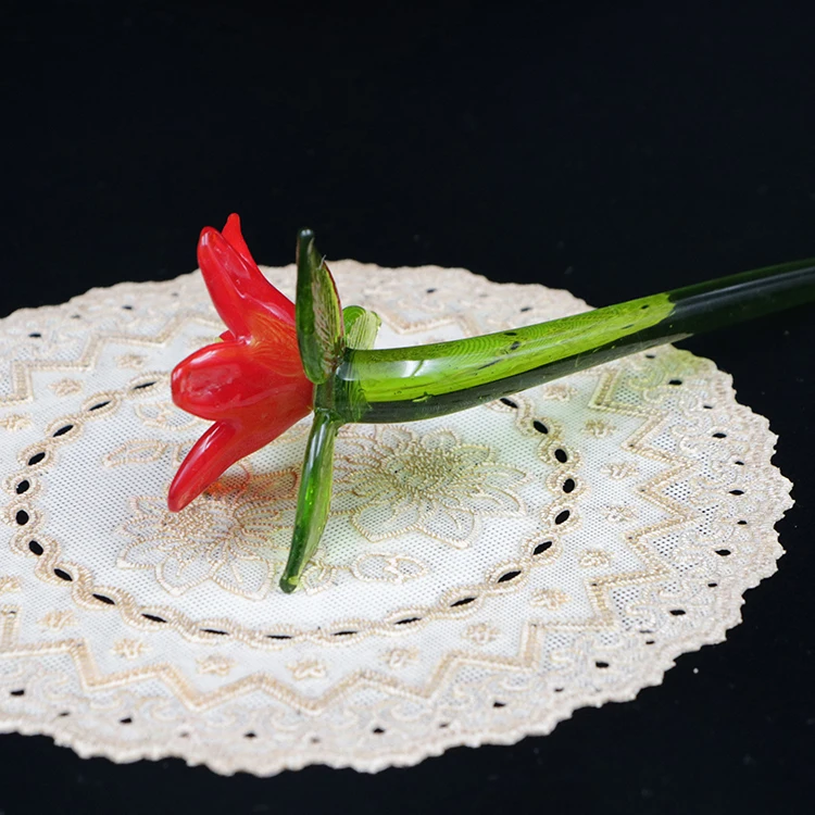 Long Stem Blown Glass Craft Flowers