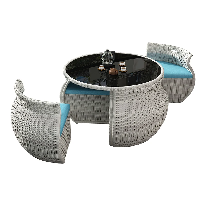 HANYEE Outdoor Dining Table Chair Set Contemporary Design Aluminum Rattan Wicker Furniture Garden Apartment Living Room Sofa PE