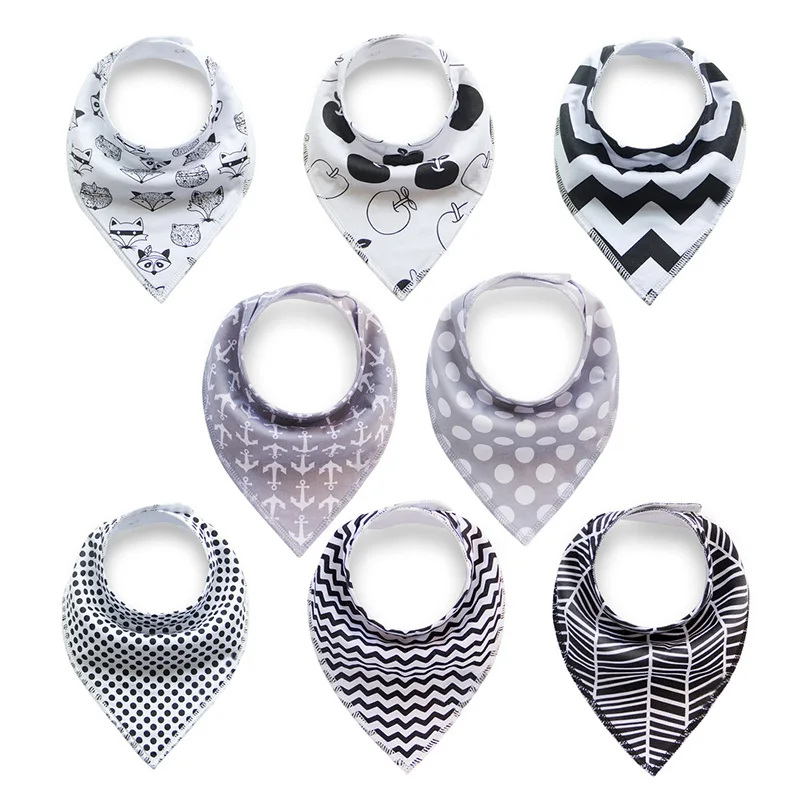 Популярные дизайн офсетная печать любовь шаблон прорезывания зубов детские нагрудники 8-Pack