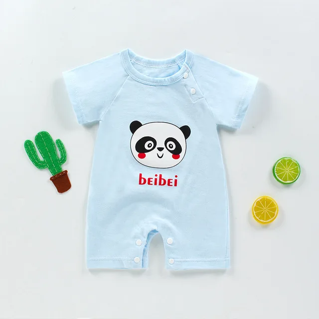 
Baby onepiece clothes romper newborn baby cotton shortsleeved thin open crotch romper wholesale 