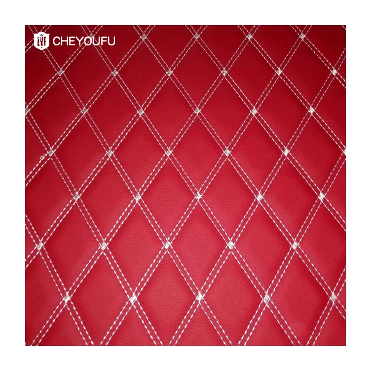 Artificial pvc leather embroidery customize leather fabric pu microfiber leather embroidered