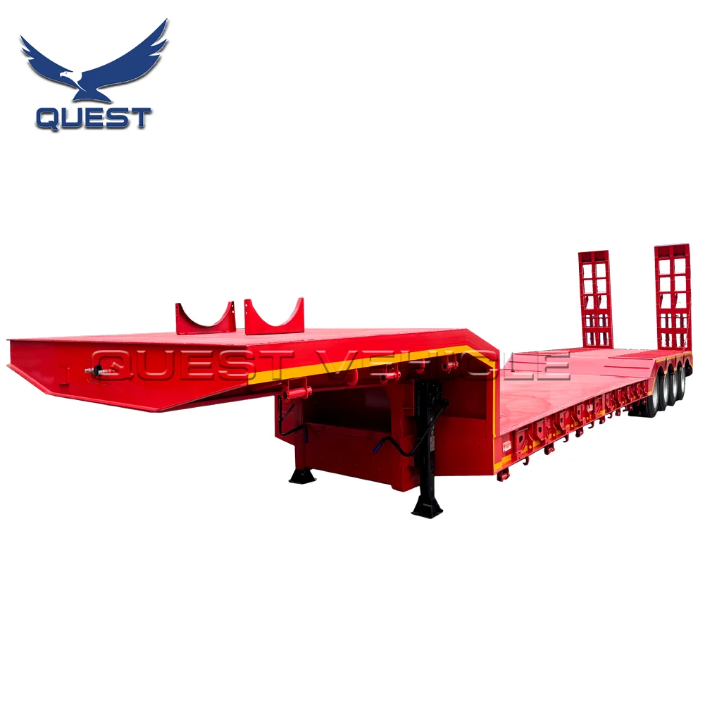 High Quality 4 Axles 70-80 Tons Low Bed Truck Semi Trailer Heavy Machine Truck Trailers