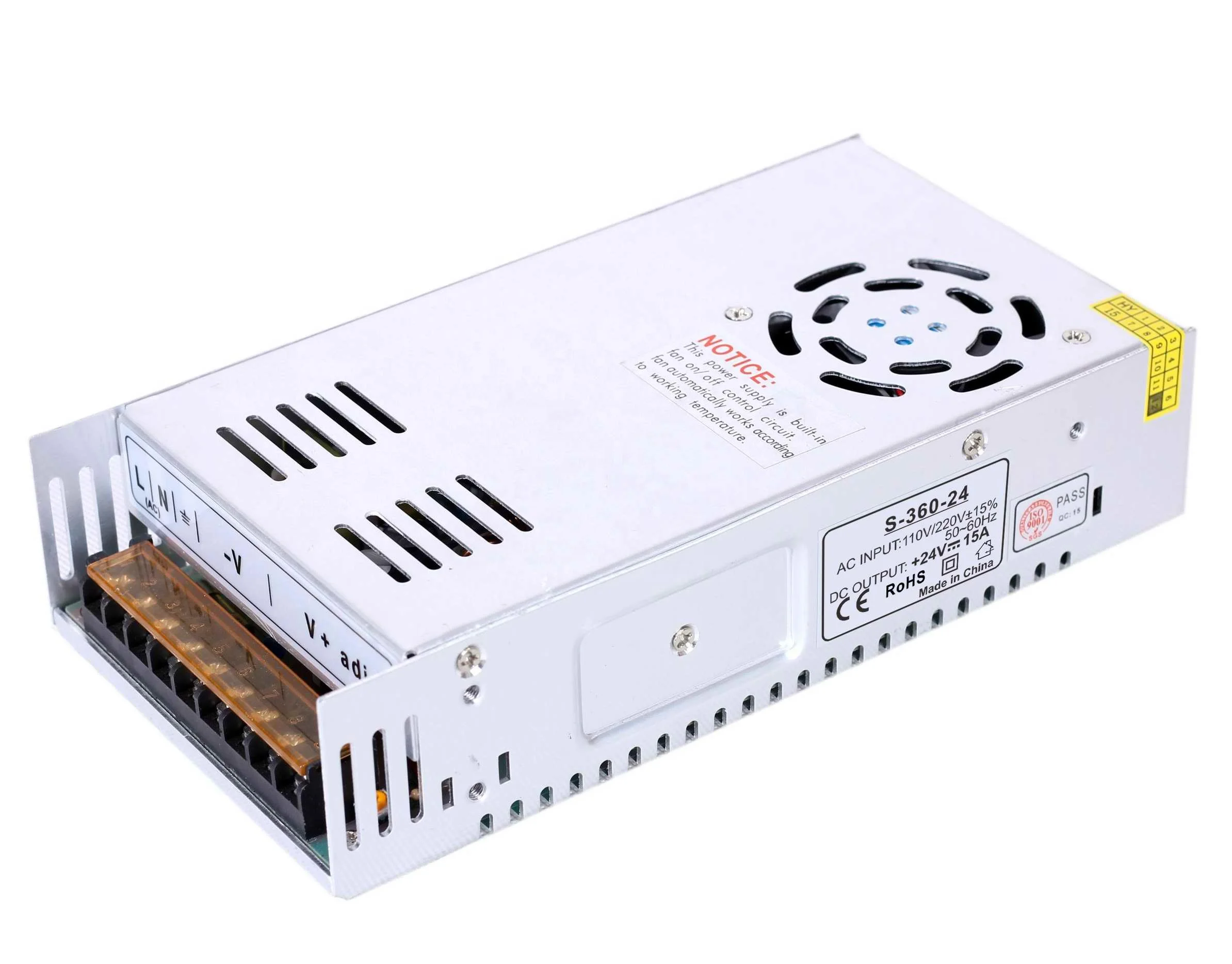 Alu Housing DC24V Square 360W Power Supply IP20 100% Full Power Output