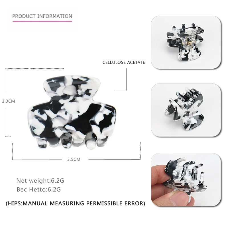 Hot Sale Mini Hair Jaw Claw Clips Simple Small Acetate Rectangle Claw Clips Customizable Multi-color Hair Clips