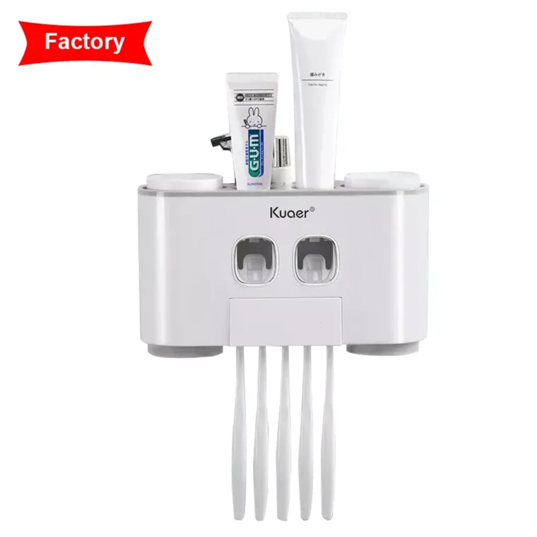 Wall Mounted Automated Toothpaste Storage Four Mouthwash Cups Safe Stylish Wall Mounted Automated Toothpaste Toothbrush Holder