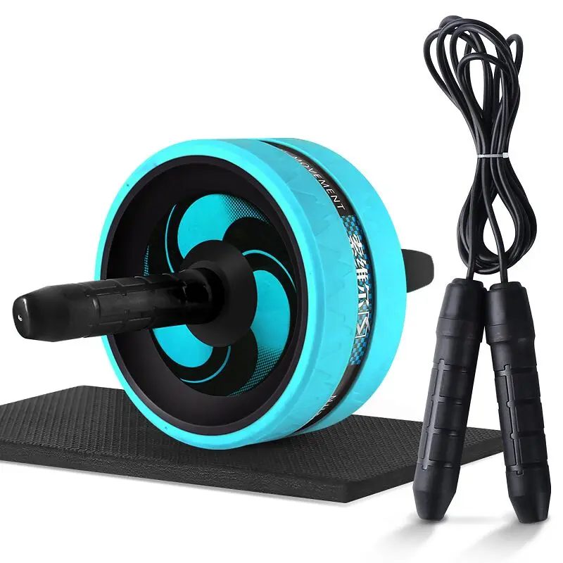 2022 wholesale muscle Fitness Exercises knee pad 2 in 1 ab wheel  roller set with  jump rope