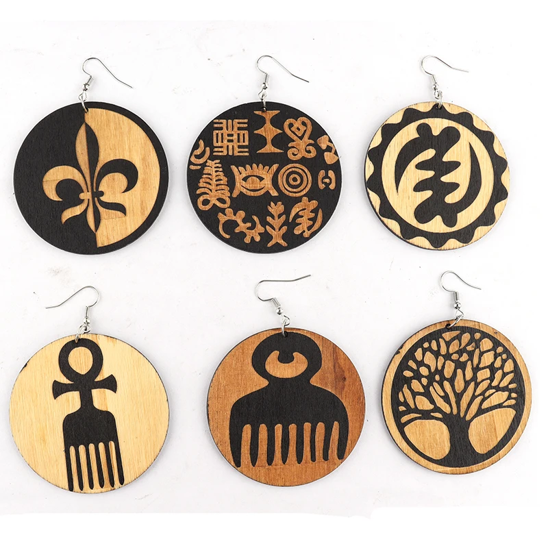 Wholesale Wooden Comb Pick Ankh Gye Nyame African Adinkra Jewelry