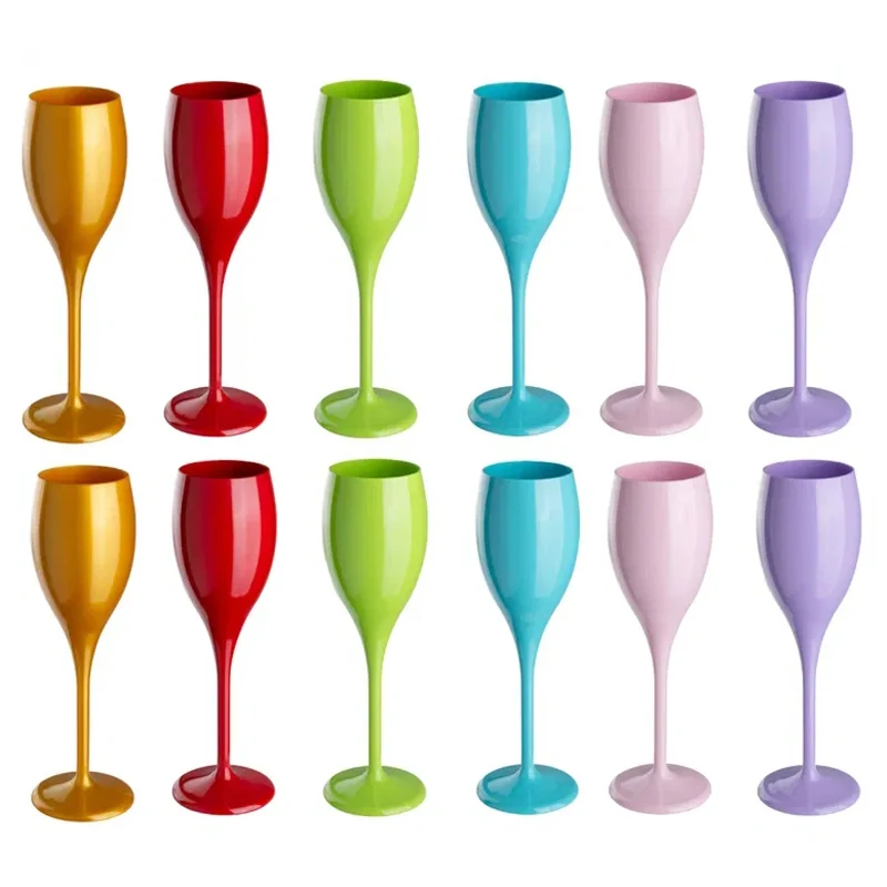 Big Sale 150ml Plastic Pink Colored Wine Glass Goblet Cup Stemmed Champagne Glasses for Bar Party Wedding Hotel Restaurant Use