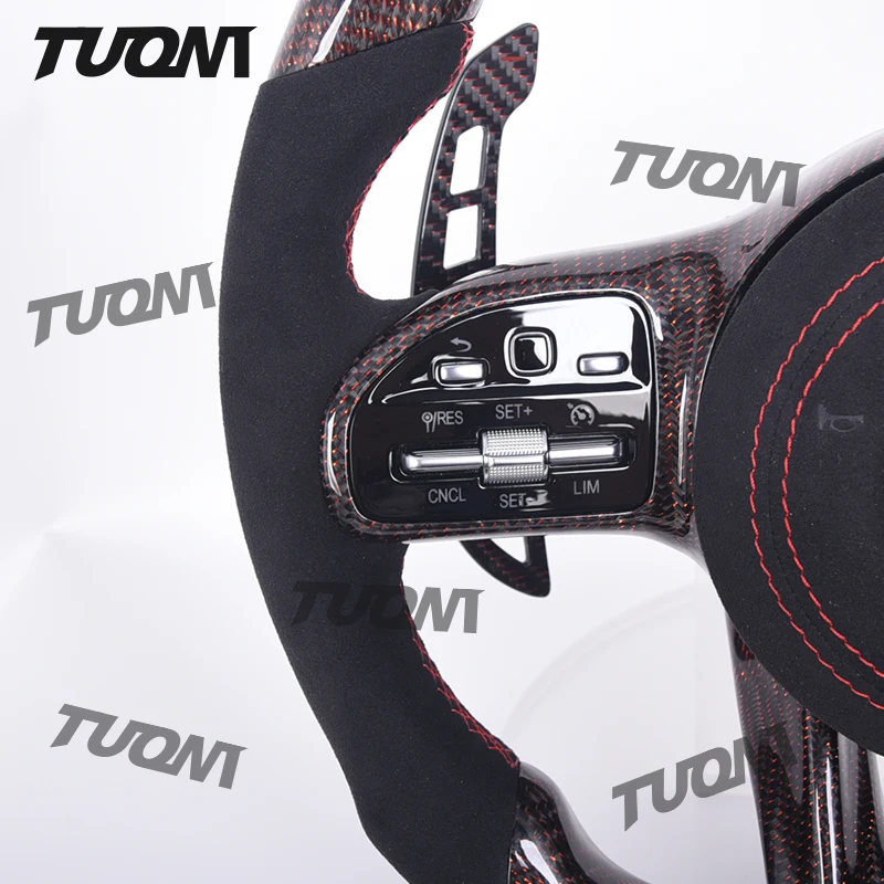 OEM For Mercedes Benz W204 W205 A45 Carbon Fiber Steering Wheel With LED Lights Paddle Shifters