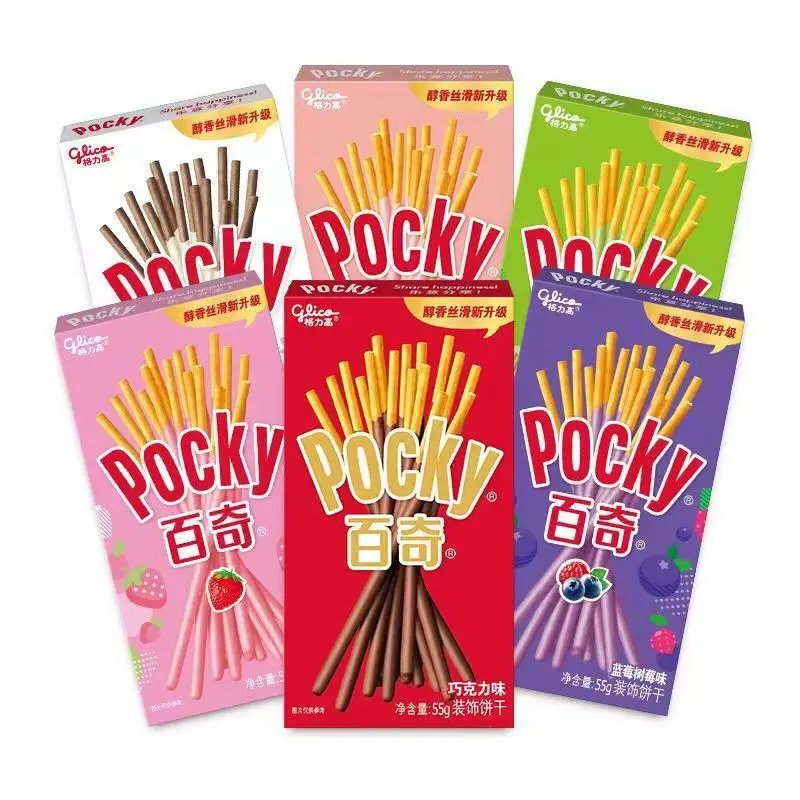 Многовкусное печенье Glico Pocky с покрытием из сэндвичей, коробка для шоколада с покрытием из Шанхая, квадратные сладкие товары из Таиланда, печенье