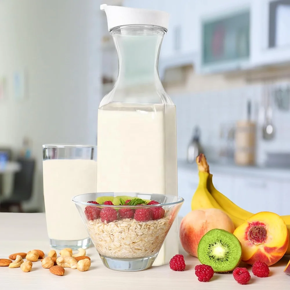 Plastic Carafe 50oz Food Grade Juice Beverage Drink Dispensers Water Pitcher Jug with Flip Top Lid