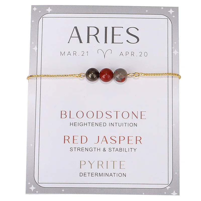 Wholesale Healing Crystal Zodiac Bracelet Spiritual Crystal Zodiac Sign Beaded Bracelets 12 Zodiac Stone Beaded Bracelet