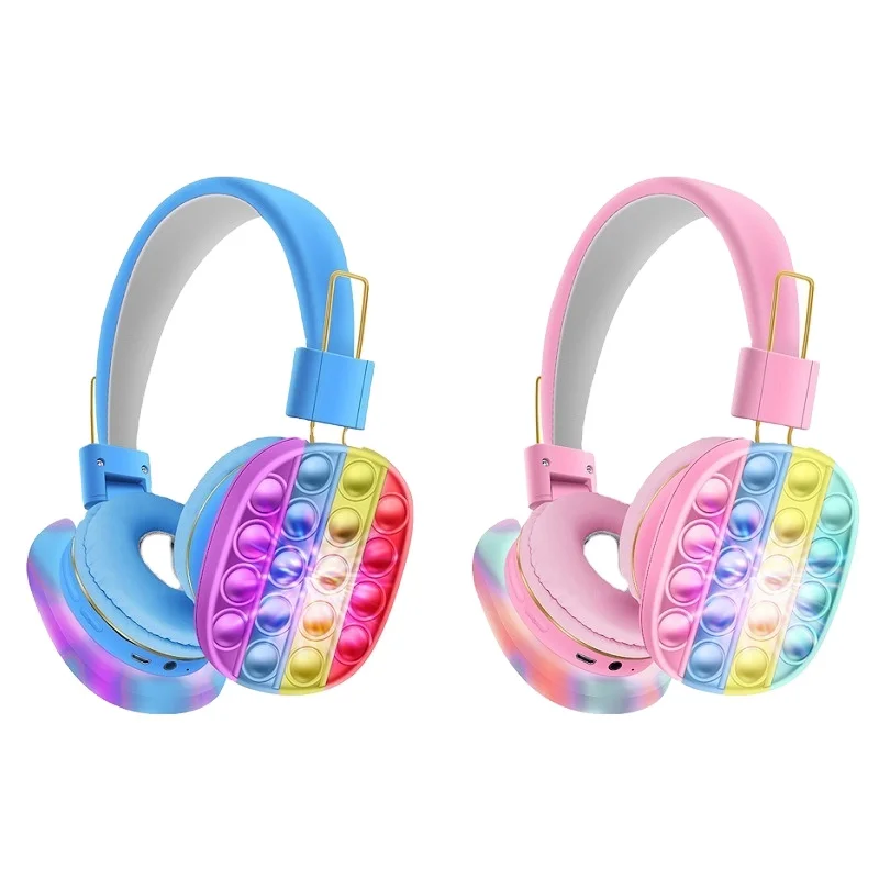 AH-906E LED light Kid Earphone decompression silicone headset bubble toys Sensory Toy digital Wireless stereo headphones