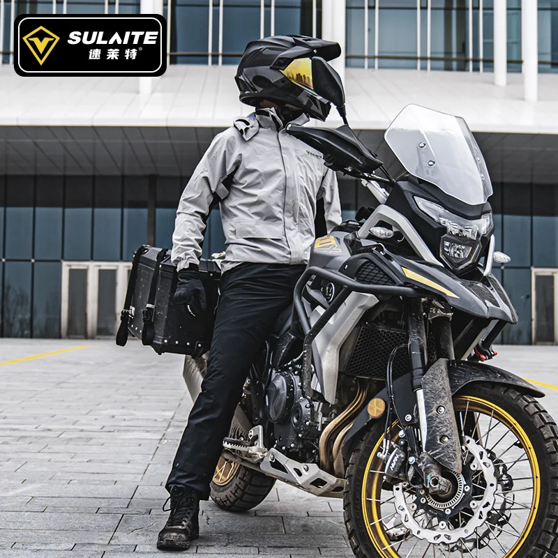 SULAITE нейлон 100% защита от шторма дождевой костюм куртка пропускающий мотоцикл Дождевик с резиновыми
