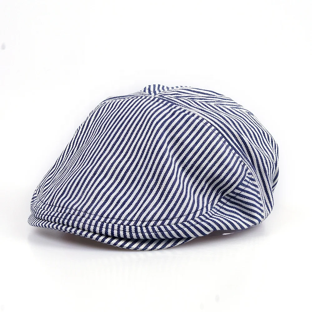 Wholesale Factory Price Custom Striped Denim Newsboy Hat Ivy Cap For Men