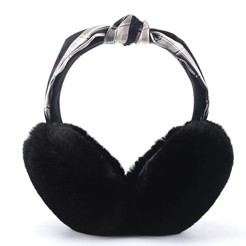 
Winter foldable hair band earmuffs Lady warm windproof memory headband decorative plush earmuffs 