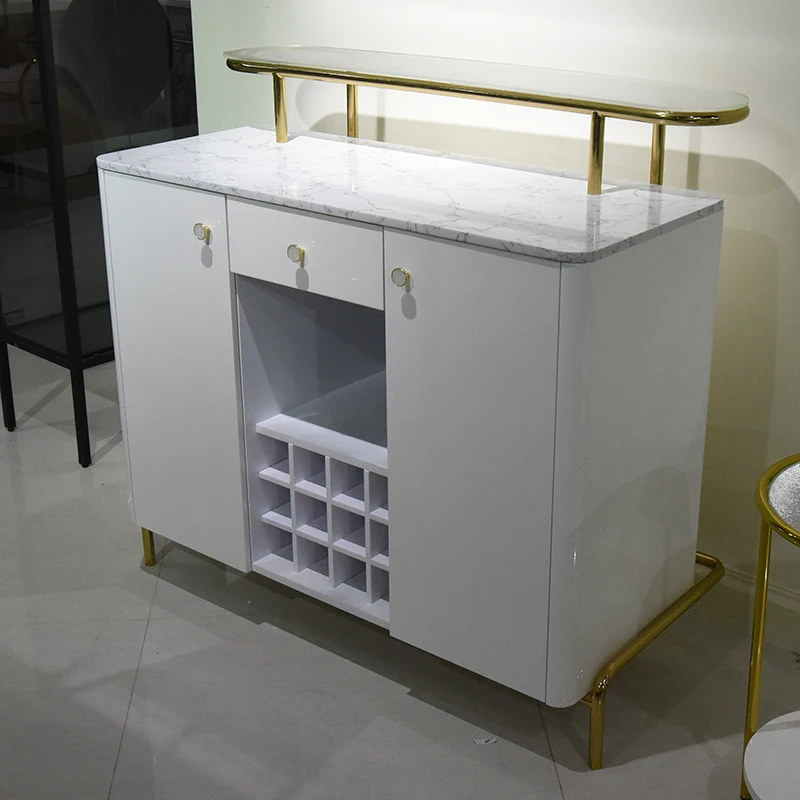 Luxury Vintage Modern Living Room Furniture White Wood Wooden Buffet Sideboard Mini Corner Home Coffee Wine Bar Cabinet For Home