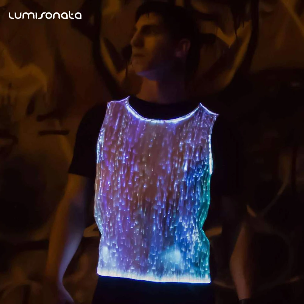 Christmas Party Dj Messsage Display Equalizer Luminous Light Up Glowing led t-shirt