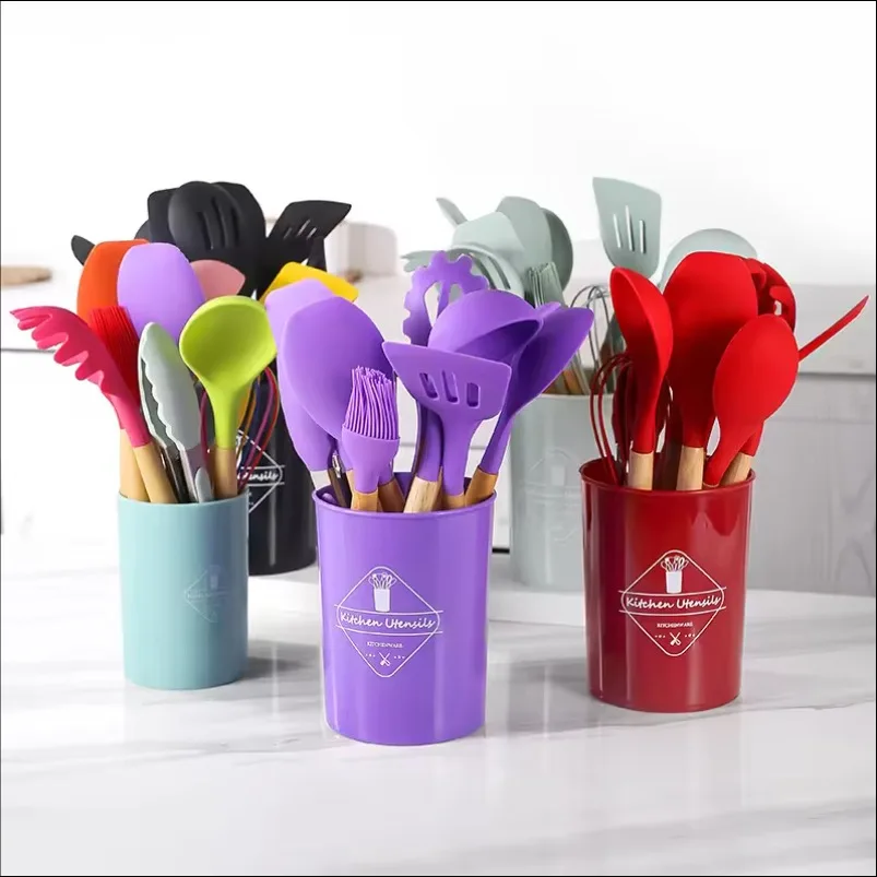 Hot Sale Silicone Kitchen Cookware Set Food Grade with Stand - Cookware Set