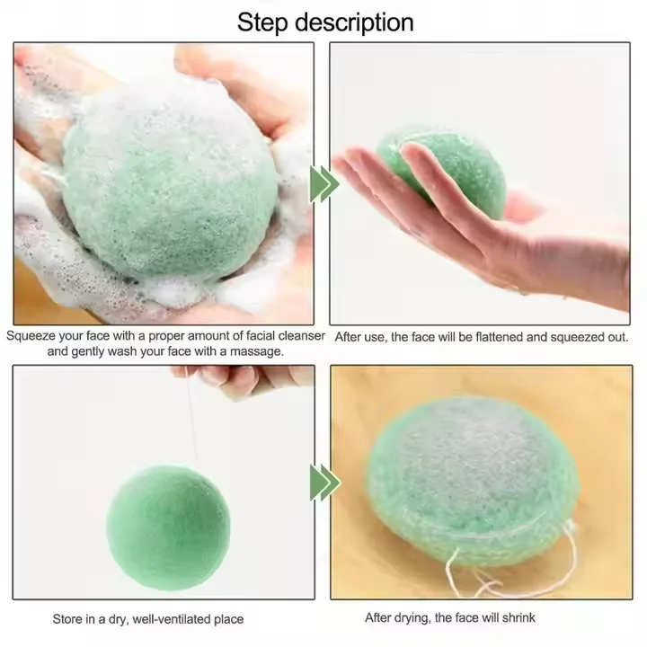 100% Natural Makeup Remover Konjac Sponge Eco-friendly Facial Washing Sponge Gentle Face Cleansing and Exfoliation