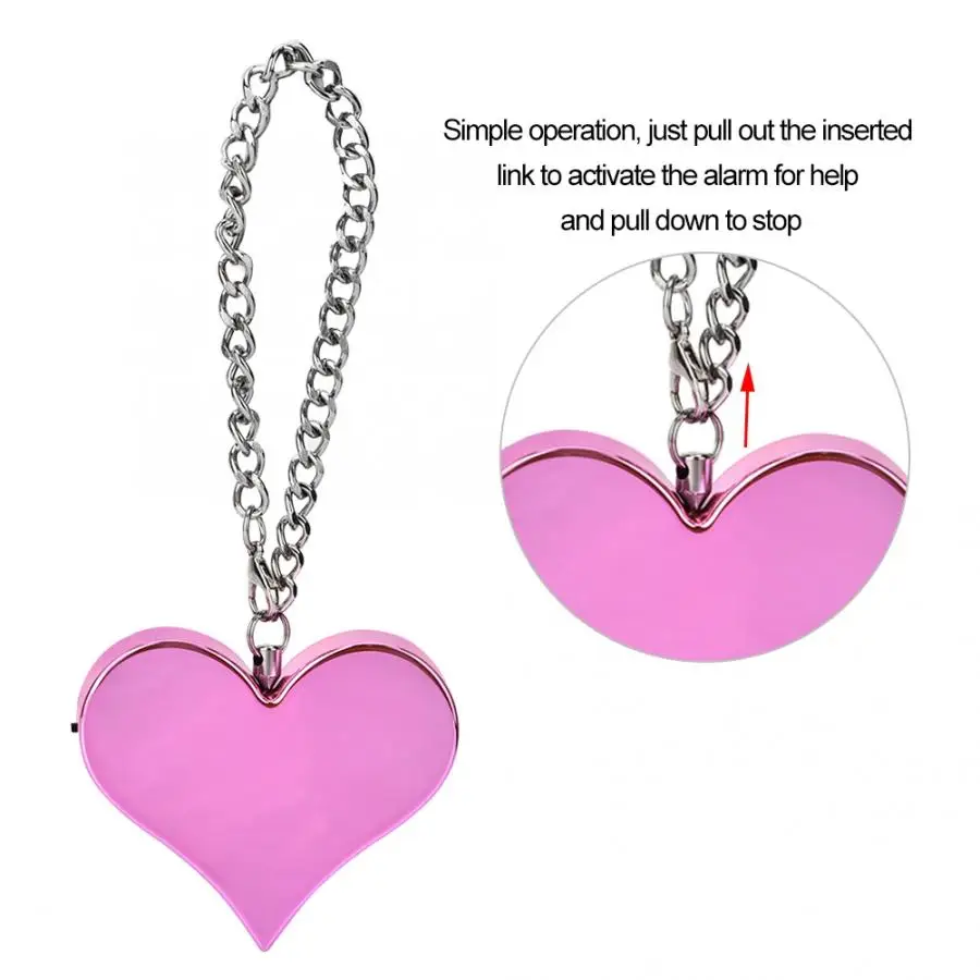 130DB Personal Security Alarm Heart Shape Personal Security Alarm Keychain Emergency Self Defense Siren Self Defense Alarm