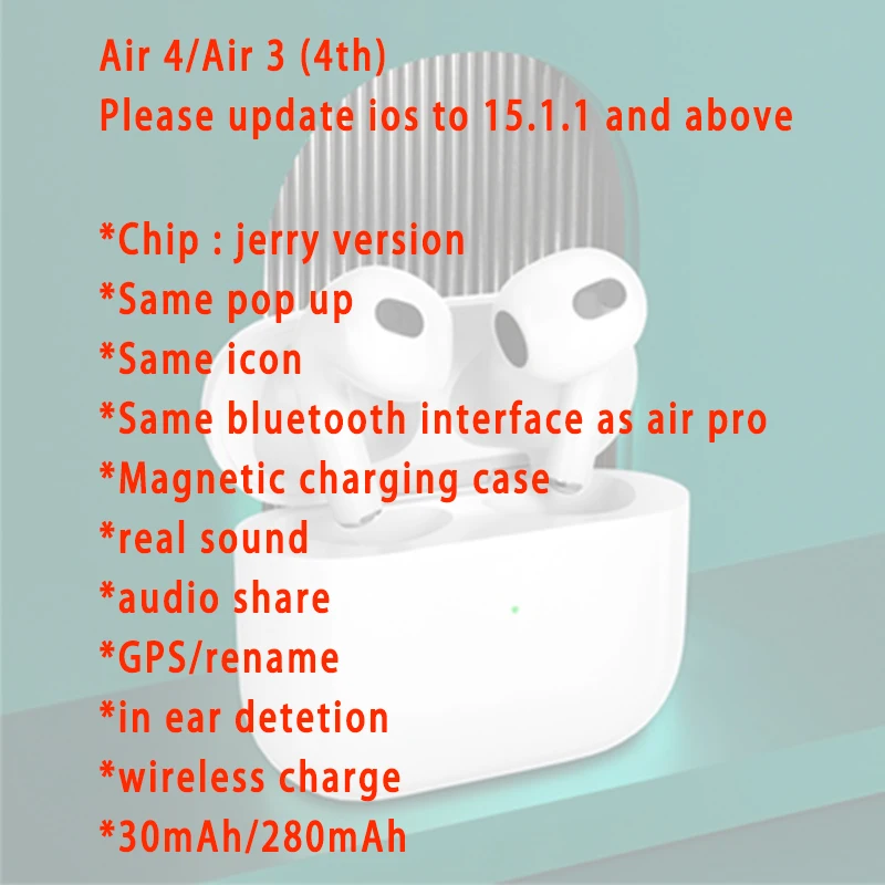 newest  Air 4 Gaming Headset air 3th generation bes 2500/Jerry chip with head tracking same icon i500 tws Air 3