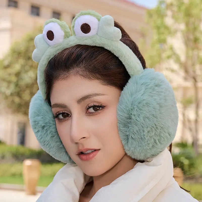 Winter Fur Plush Earmuffs Warm Antifreeze Foldable Ear Protection Cute Frog Heart Rabbit Bear Earflap Earmuff Fluffy Scarf Girls