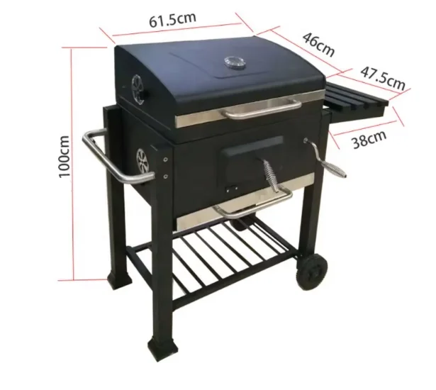 Home use backyard garden charcoal barbecue grill outdoor large bbq stove with temperature trolley BBQ oven
