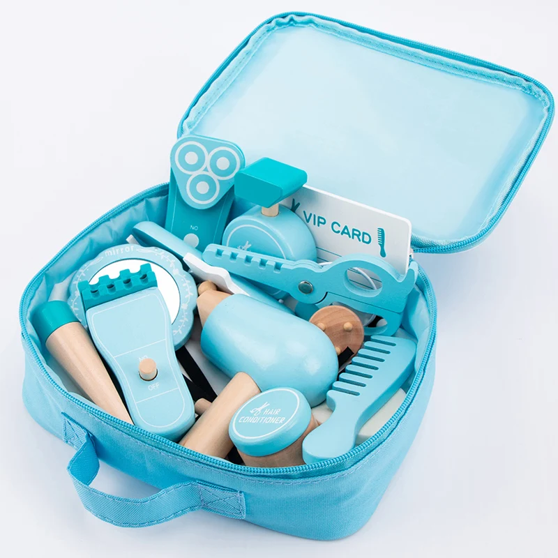 New baby Role Hairdresser Haircutting Tools Suit Set kids pretend play toy with Hair Dryer Storage Bag