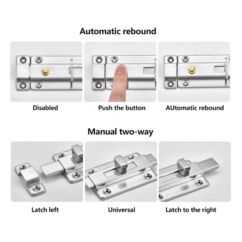 door & window bolts fire security guard slide ground spring lock  automatic door latch for home hotel door security