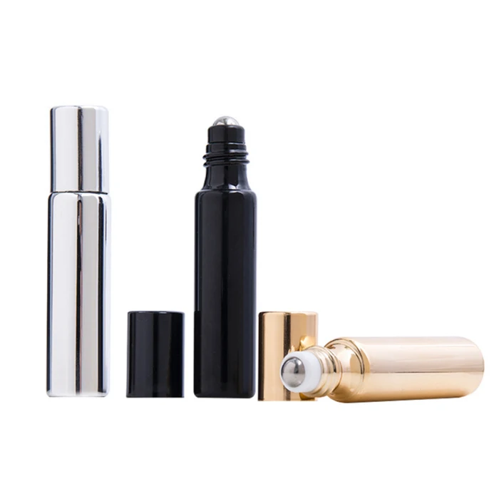 New Design 15ml Electroplated Glass Roll-on Bottles With Stainless Steel Roller Balls