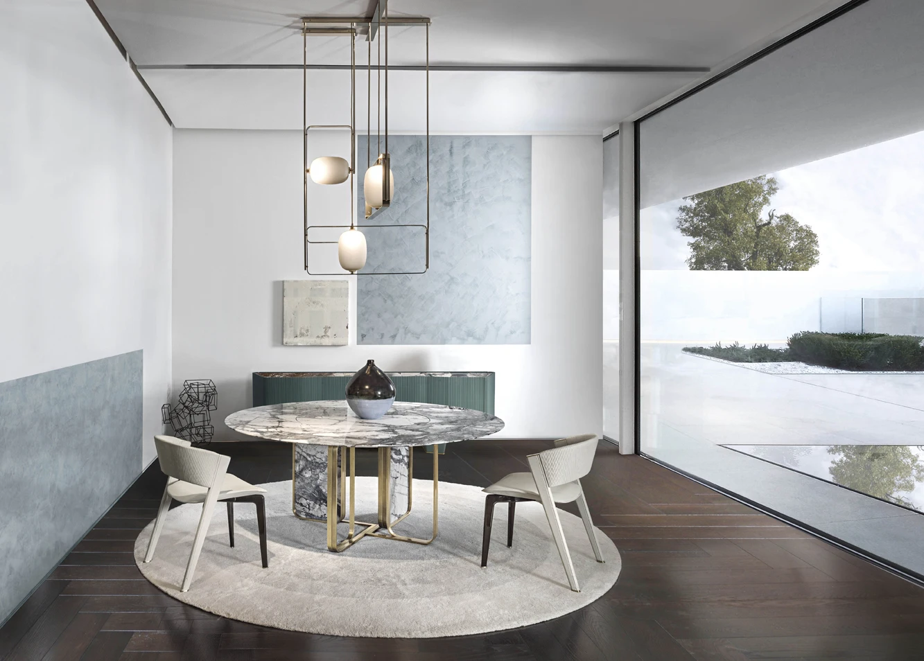 Elefante Dining Room Furniture Imported Bulgari Marble Embedded Turntable Marble Dining Table Modern Round Rotating Dining Table