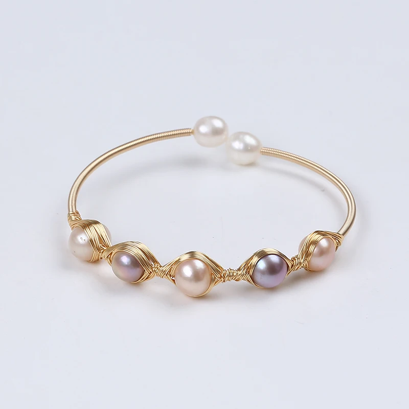 handmade freshwater pearl beads adjustable bracelet