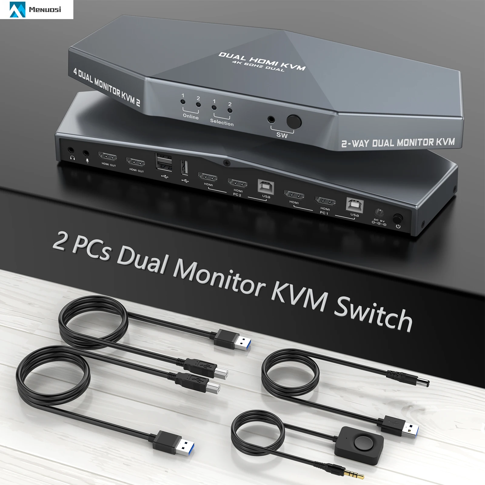 Новейшая модель; Комплект из 2 предметов монитор Usb Kvm удлинитель для головок двойной HDTV вход USB HDMI выход KVM