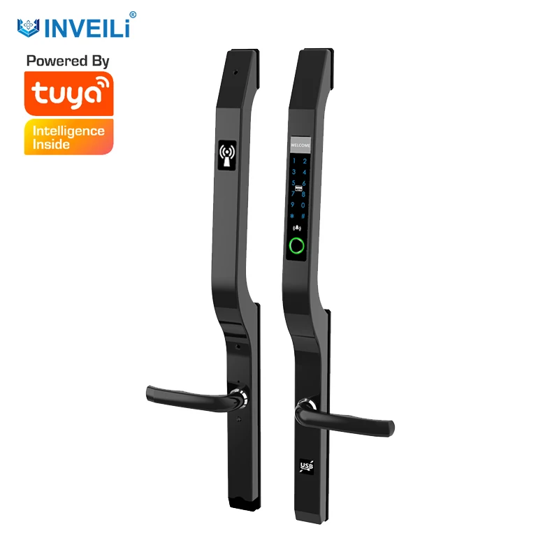 Electronic Digital Fingerprint Smart Door Lock for framed or frameless Sliding Glass Aluminum Door