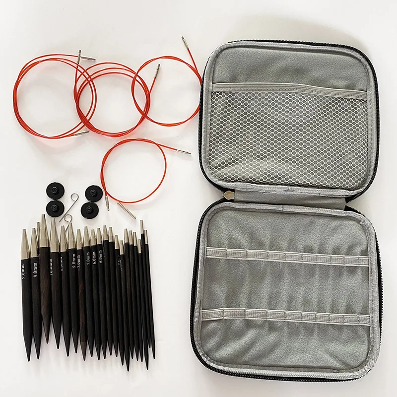 10 Pairs Interchangeable Crochet Hook Set sandalwood Circular Knitting Needles Set