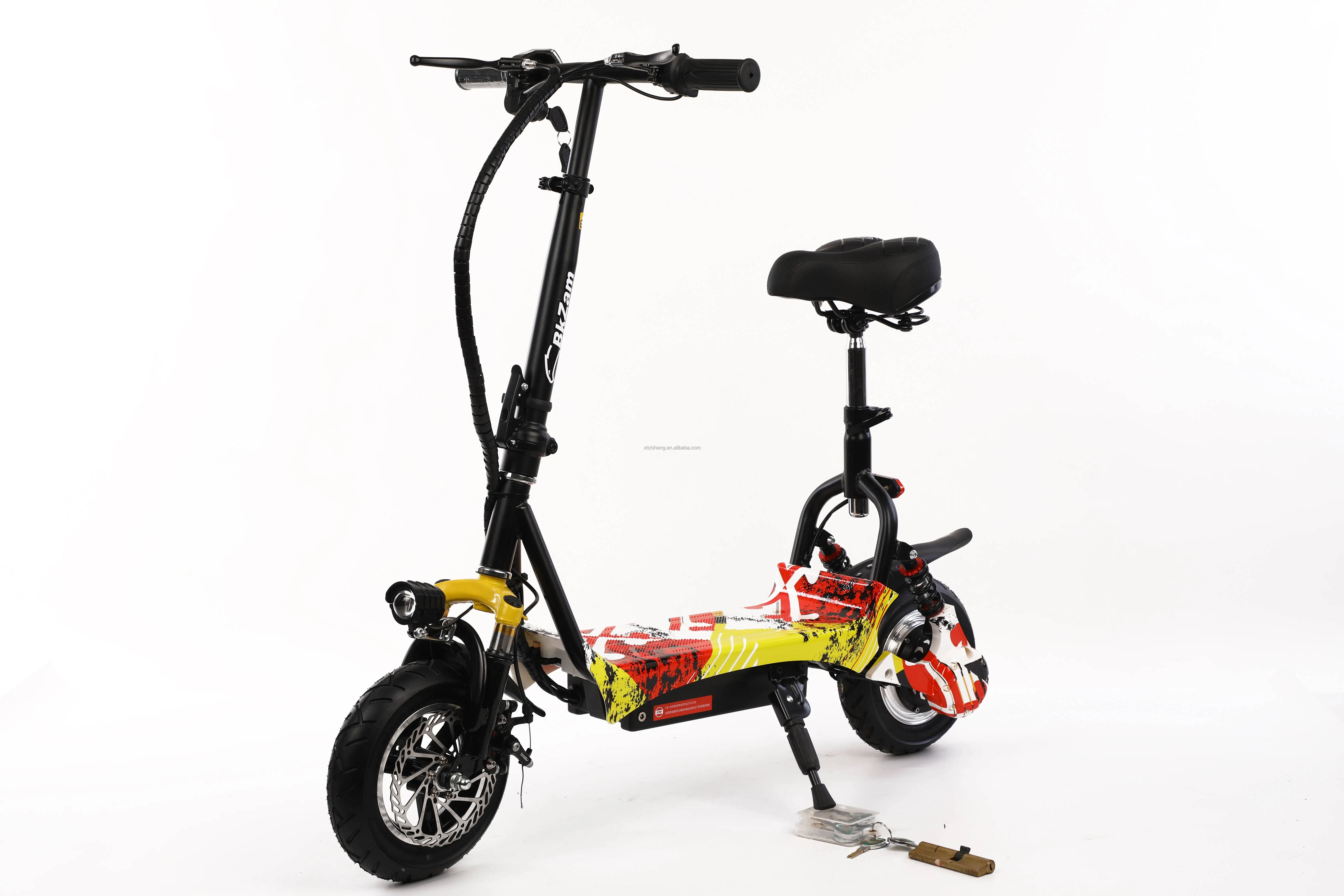 Off On Road Fast 2 Wheel Fold Able Long Range 10 Inch 500 Watt Cheap Electric Motor Scooter With Seat