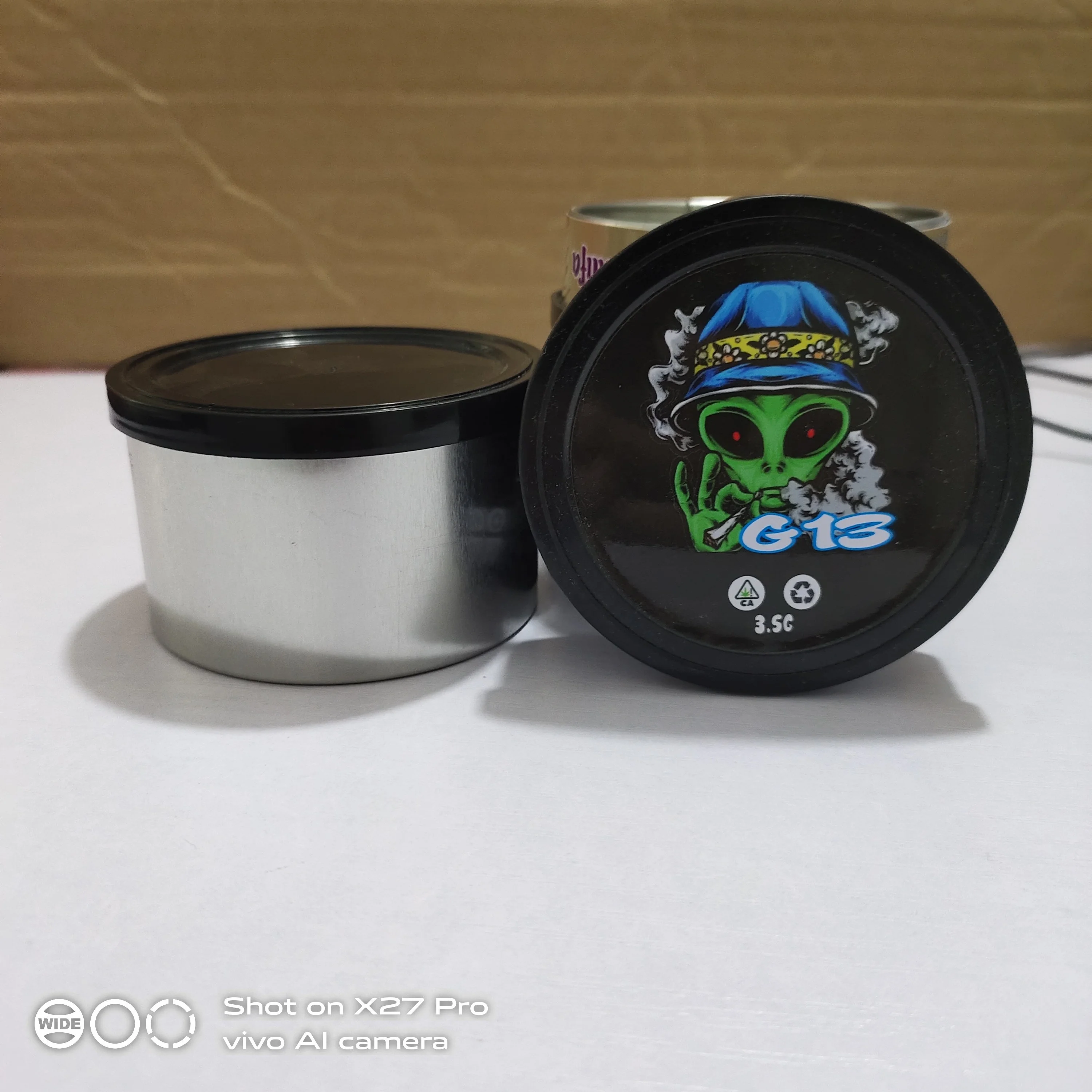 
new ring pull aluminum 3.5g pressitin tin tuna tin cans press in cans and custom stickers 